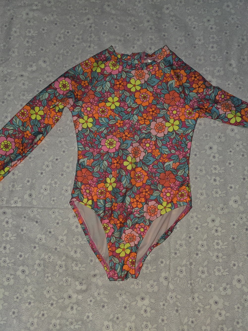 Cat & Jack Pink Multi-color Floral Long-Sleeve One-Piece Rashguard Bathingsuit